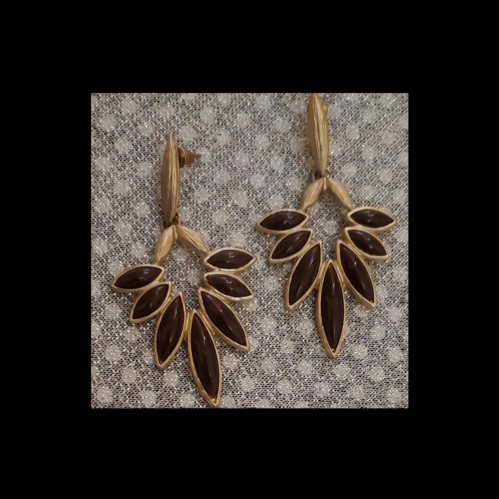 🍂Gold-Brown Leaf Earrings